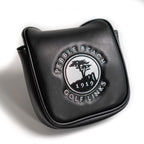 Black leather golf club head with Pebble Beach Golf Links logo on a white background