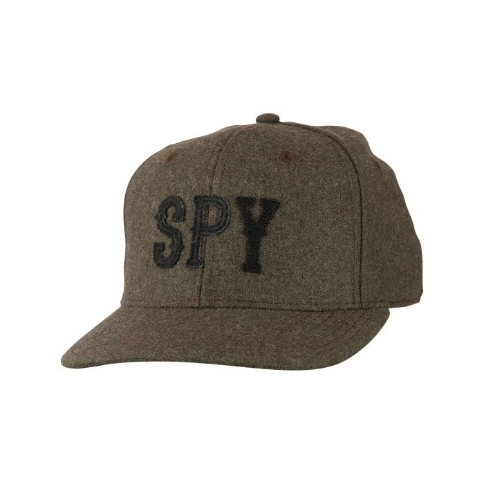 Brown cap with 'SPY' text on a white background