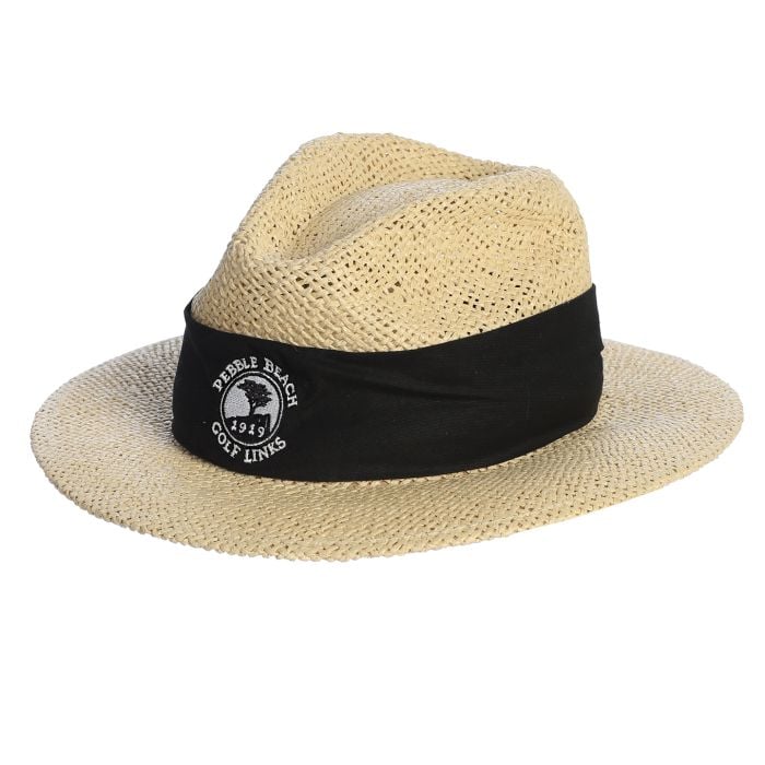 Pebble Beach Golf Links Straw Hat Fedora w/ Black Band by Ahead