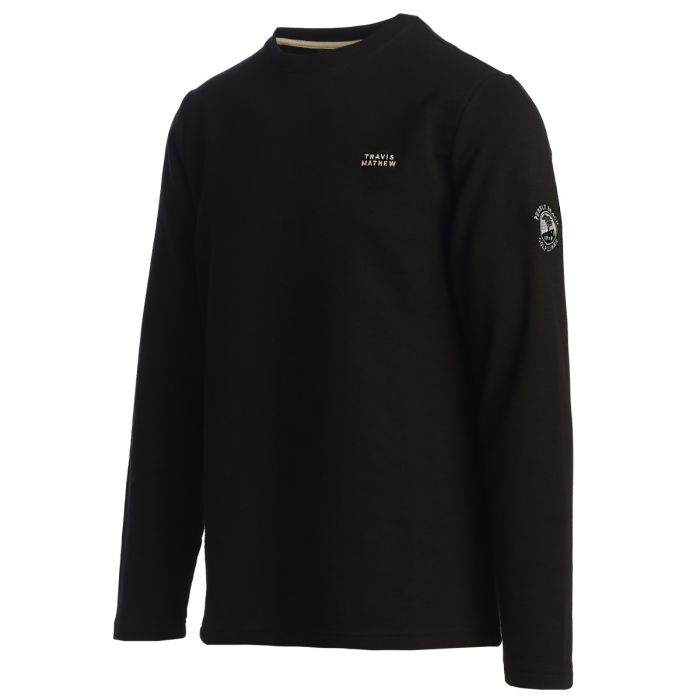 Black long-sleeve shirt with a Pebble Beach logos on a white background