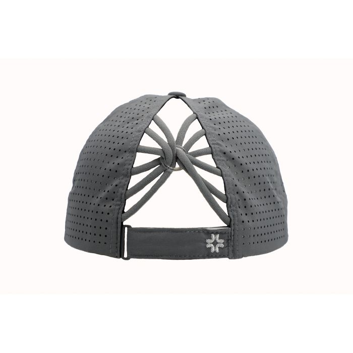 Gray cap with a logo on the back on a white background