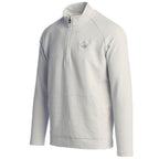 Light gray half-zip pullover with a Pebble Beach logo on a white background
