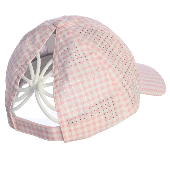 Pebble Beach Women's Gingham Sun Goddess Hat by Vimhue-Pink