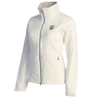 White jacket with a Pebble Beach logo on a white background