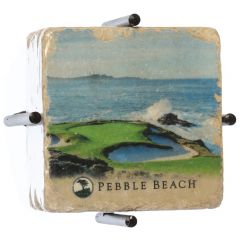 Pebble Beach 7th and 18th Hole Marble Coaster Set by Art and Stone