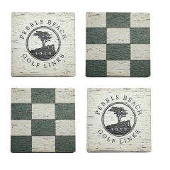 Pebble Beach Pin Flag Wood Coasters Set 