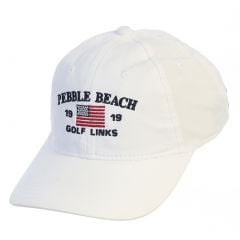 Pebble Beach Men's Adjustable Tech American Flag Hat-White