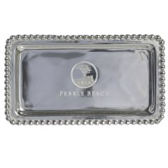 Pebble Beach Beaded Silver Statement Tray by Mariposa