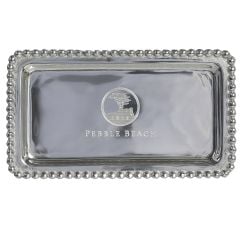 Pebble Beach Beaded Silver Statement Tray by Mariposa