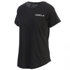 Pebble Beach Women's Round Neck T-Shirt by Kate Lord-Black-S