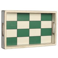 Pebble Beach Checkered Pin Flag Wood Serving Tray