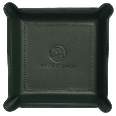 Pebble Beach Logo Leather Valet Tray-Forest