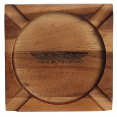 Concours d'Elegance Acacia Wood Cigar Ashtray by Sterling Cut Glass