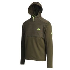 Pebble Beach Textured Anorak Golf Hoodie by adidas-Olive-2XL