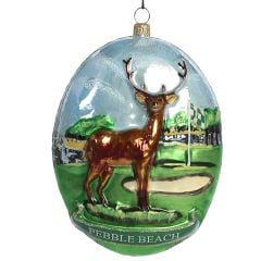 Pebble Beach Collectible Deer Flag Scene Ornament