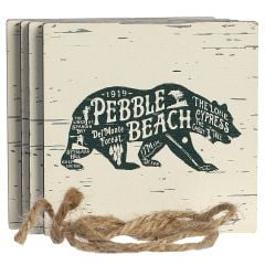 Pebble Beach Bear Wood Coasters Set