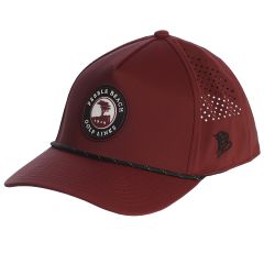 Pebble Beach Curved 5 Panel Rope Hat by Branded Bills -Maroon