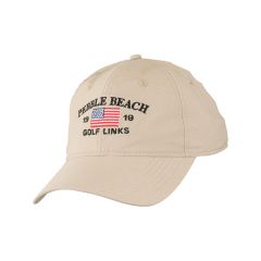 Pebble Beach Men's Tech American Flag Hat by Ahead-Khaki