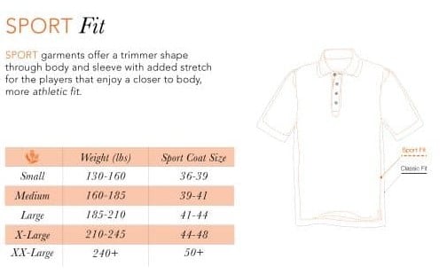 Donald Ross Sizing Guid- Sport Fit